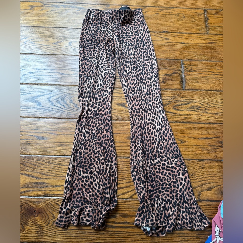 Leopard/cheetah Print Flared Pants
